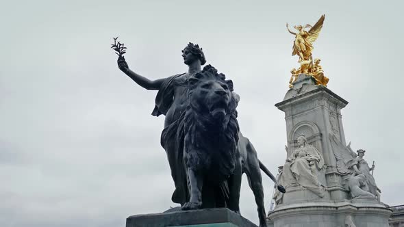Historic Statues Outside Buckingham Palace