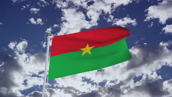 Burkina Faso Flag With Sky 4k