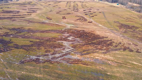 Nutritious Manure Heap on an Agricultural Field Aerial View