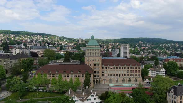 Aerial shot of Zurich University in Switzerland