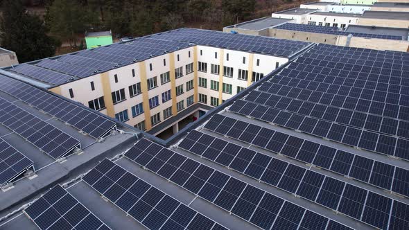 Solar Panels On The Roof Of The Building