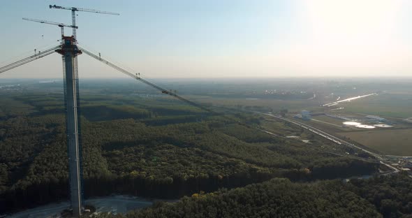 Braila Bridge Construction Overlooking Danube River