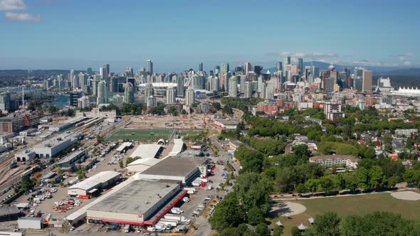 Magnificent view Of The CBD, soccer fields and the St Paul's Hospital and Health Campus under constr