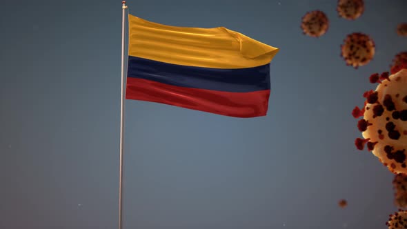 Colombia Flag With Corona Virus Attack 4K alt