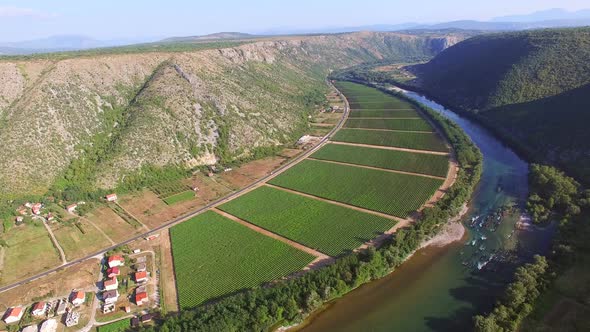 Aerial view of a forested canyon in Bosnia