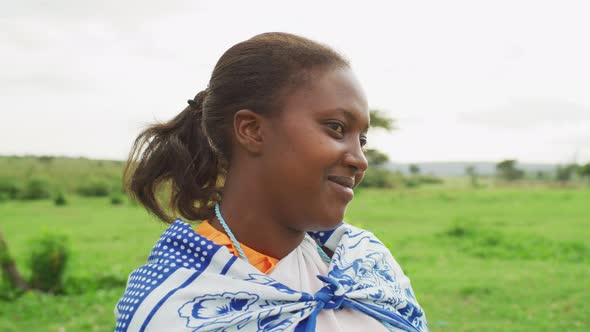 Close up of a Maasai woman