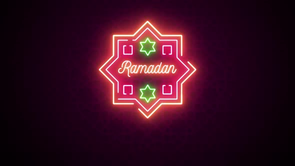 Ramadan Neon Sign on Brick Wall