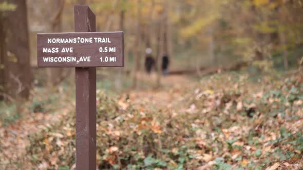 Normanstone Trail - Trail sign with walkers in background - Rock Creek Park - Washington, DC