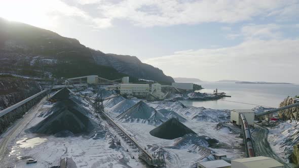 Aerial view of Jelsa quarry in Norway. Mining for stones and rocks