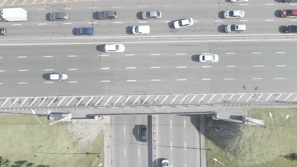 Kyiv. Ukraine: Road Junction. Aerial View, Flat, Gray