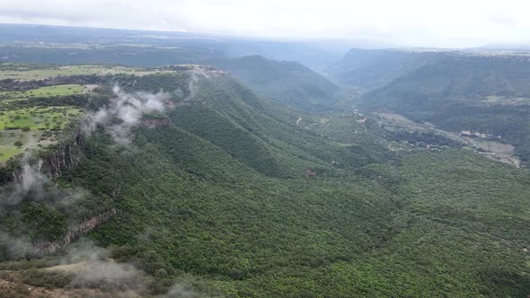 Aerial view of the pena del aire canyon in Hidalgo Mexico