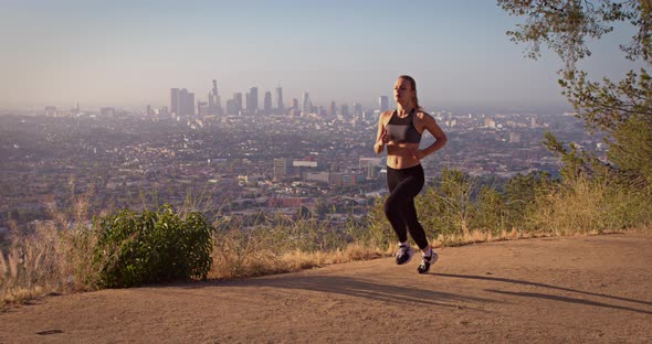 Fit Woman Jogging Los Angeles Slow-Motion