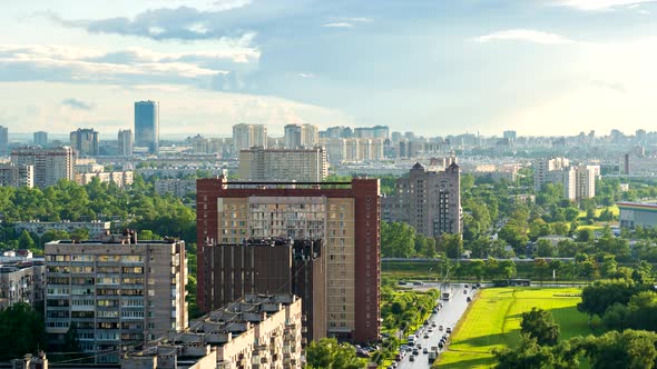 Evening Time-lapse of Residential Buildings and Neighborhoods in St. Petersburg. Russia.