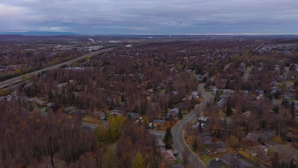 Anchorage City in Cloudy Autumn Morning