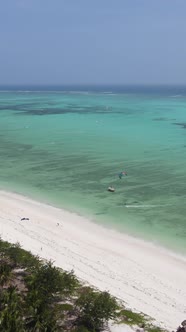 Tanzania  Vertical Video of the Ocean Near the Coast of Zanzibar Slow Motion