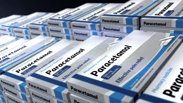 Paracetamol and painkiller tablets pack production loopable seamless