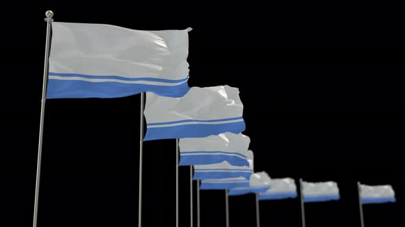 Altai Republic  Row Of Flags Animation Include Alpha Channel