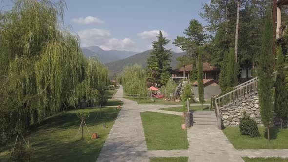 Aerial view of Hotel Lopota Lake Resort Spa. Napareuli. Georgia