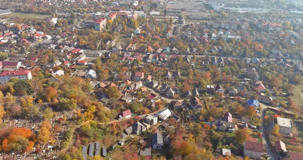 Uzhgorod City Landscape with Houses Roofs in Zakarpattya Ukraine