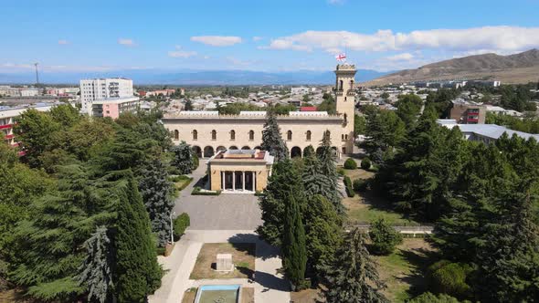 Aerial view of Joseph Stalin Museum in city Gori. Stalin's Homeland