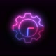 Gear Design Blue Pink Neon Light Clock Isolated On Black Background - VideoHive Item for Sale