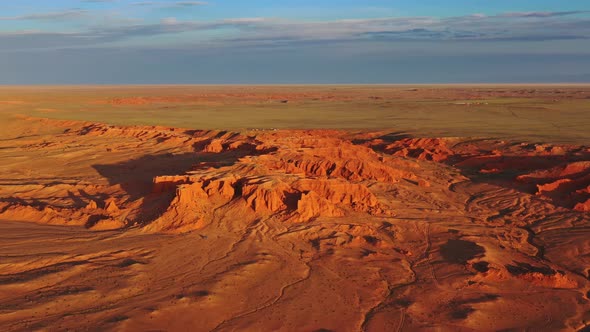 Bayanzag Flaming Cliffs at Sunset in Mongolia