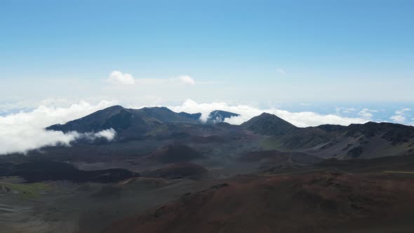 Breathtaking Crater on Haleakala Mountain Volcano Summit - Aerial Panning