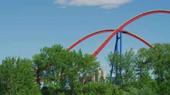 Roller coaster in an amusement park