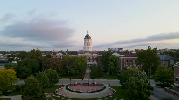 American Prestigious College Campus at University of Missouri - Aerial Drone Flying View