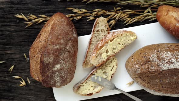 Freshly Made Traditional Italian Ciabatta baked bread 02