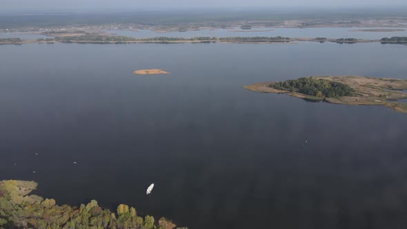 Aerial View of the Dnipro River - the Main River of Ukraine