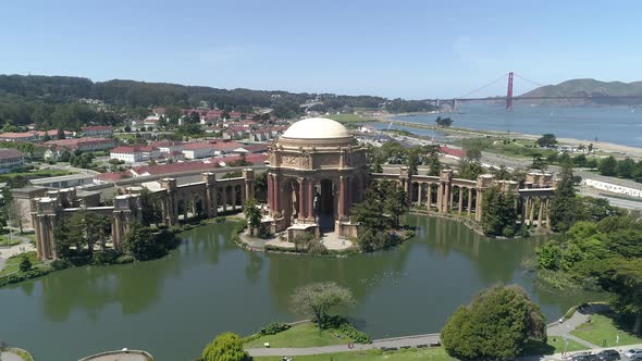 Aerial view of the Palace of Fine Arts