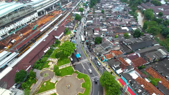 Aerial view of Manggarai train station building