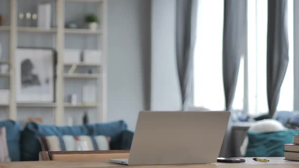 Casual Old Senior Woman Coming for Work on Laptop