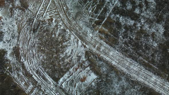 Construction site in a city vacant lot. Traces of heavy construction equipment