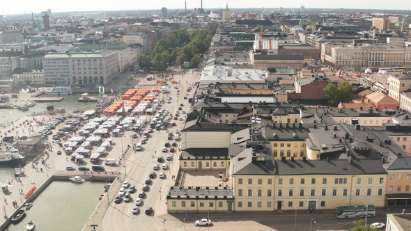 Helsinki Presidential Palace & Market Square Aerial footage