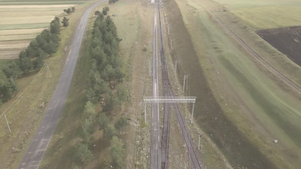 Samtskhe-Javakheti, Georgia - August 20 2021: Aerial view of Pokani railway station