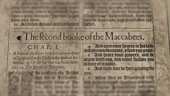 Second Book Maccabees, Slider Shot, Old Paper Bible, King James Bible