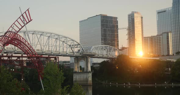 Pedestrian Bridge leading to downtown Nashville over the Cumberland River