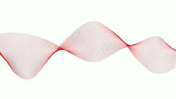 Amazing red color shape line wave animated on white background