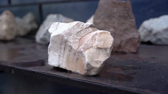 Close up of a white precious rock on the table