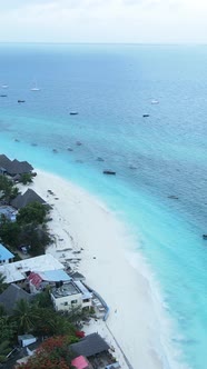 Tanzania  Vertical Video of the Ocean Near the Coast of Zanzibar Slow Motion