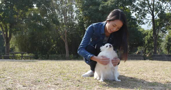 Woman Going out With Her Dog at Outdoor Park