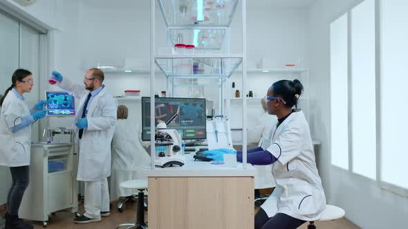 Timelapse of Medical Team Working in Modern Reasearch Center