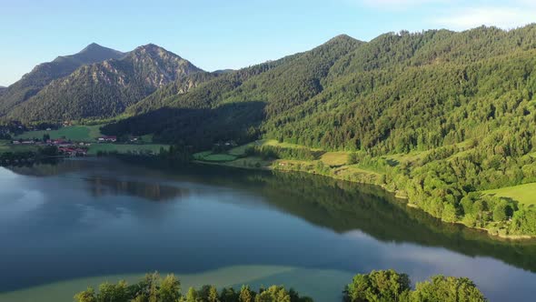 Flight over lake Schliersee, Bavaria