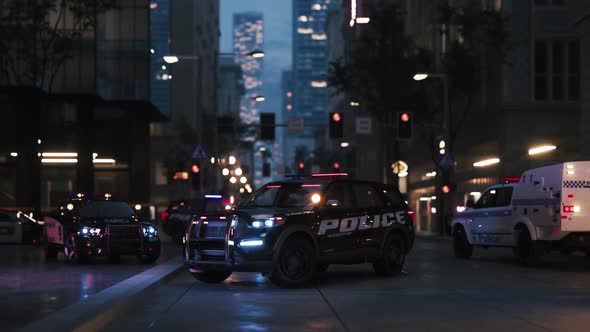 Police Patrol Cars At Scene Of Emergency