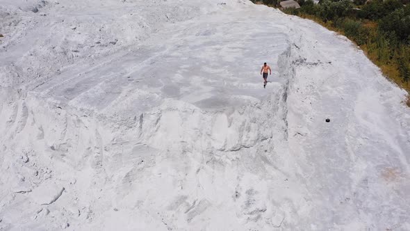 Aerial view of a muscular sexy man. Bodybuilding and outdoor sports concept