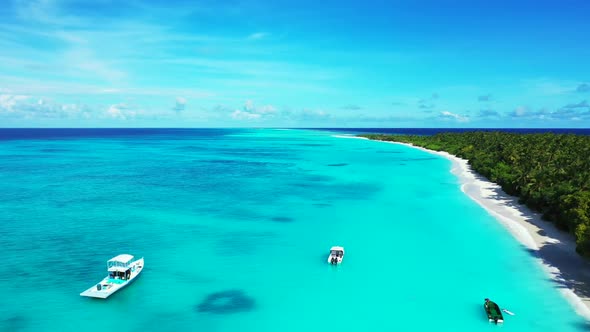 Aerial top view sky of perfect sea view beach lifestyle by blue green lagoon with white sand backgro