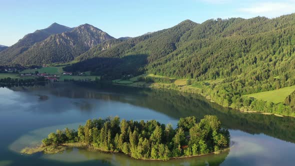 Flight over lake Schliersee, Bavaria