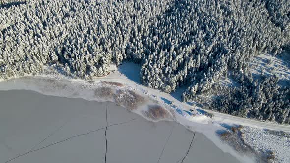 Abant Lake frozen, frozen lake